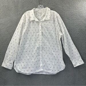 Garnet Hill Essential Organic Pima Cotton Long Sleeve Button Down Shirt Women 18